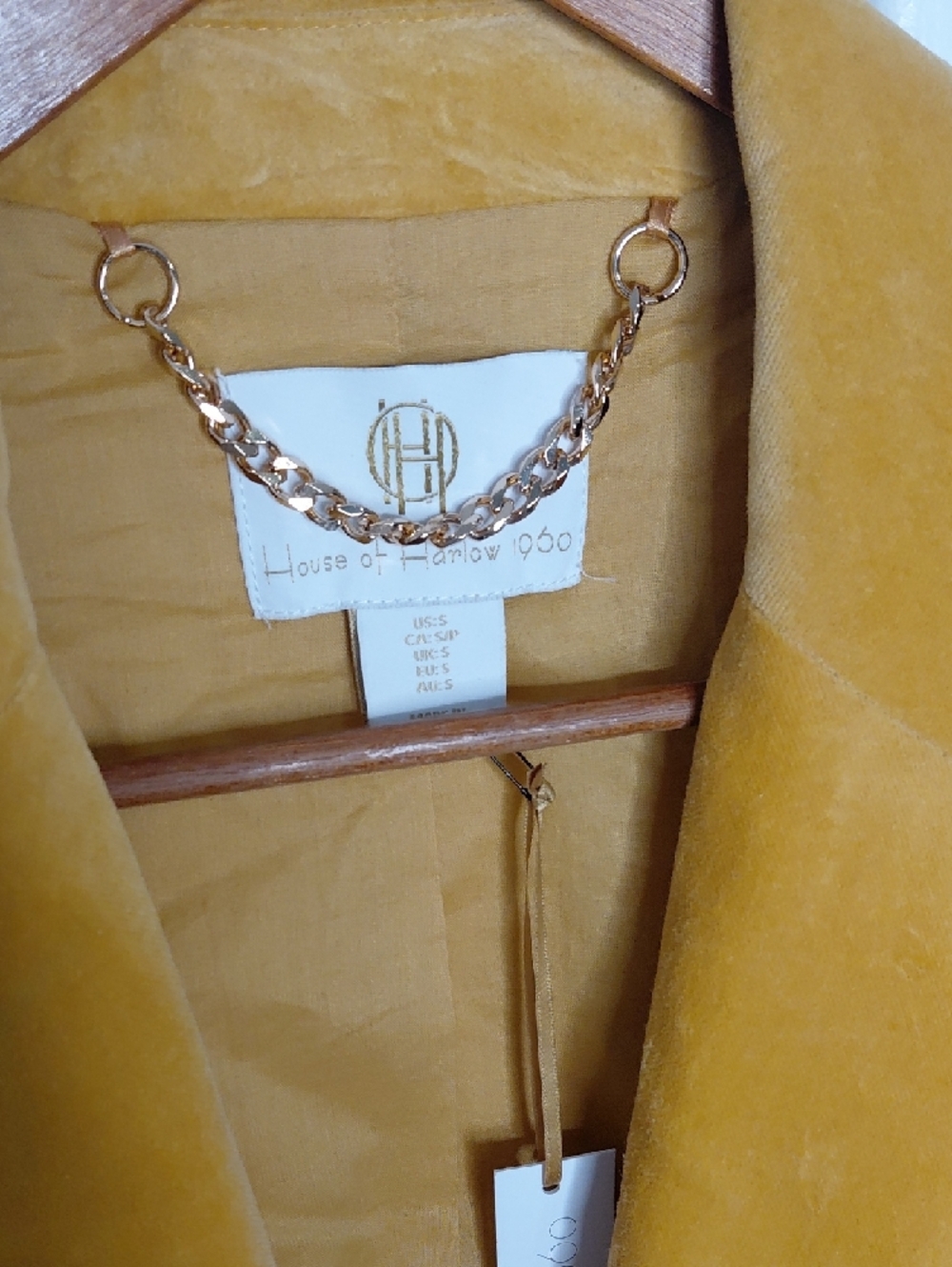 House of Harlow 1960 Mustard Velvet Long Trench Coat - Picture 4 of 9